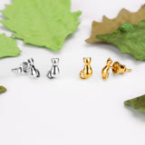 Miniature Cat Stud Earrings in Silver