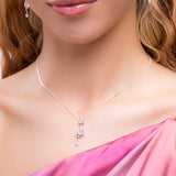Cat Necklace in Silver and Rose Quartz