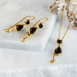 Black Cat Necklace in Silver with 24ct Gold and Amber
