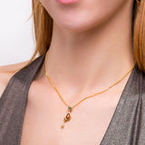 Cat Necklace in Silver with 24ct Gold and Amber