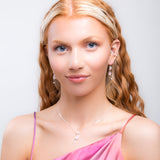 Cat Drop Earrings in Silver and Rose Quartz