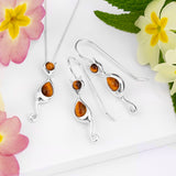 Cat Drop Earrings in Silver and Tiger's Eye