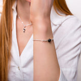 Celtic Style Adjustable Friendship Bracelet in Silver and Black Onyx