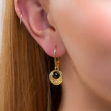 Celtic Circle Earrings in Silver with 24ct Gold and Black Onyx