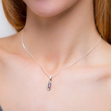 Single Oblong Necklace in Silver & Cherry Amber