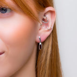 Oblong Drop Earrings in Silver & Cherry Amber