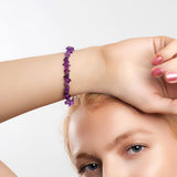 Mini Nugget Bead Bracelet in Silver and Amethyst
