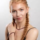 Mini Nugget Bead Necklace in Silver and Garnet