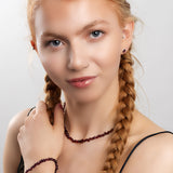 Mini Nugget Bead Necklace in Silver and Garnet