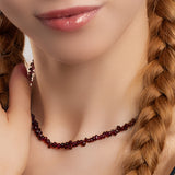 Mini Nugget Bead Necklace in Silver and Garnet