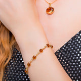 Circle Link Bracelet in Silver with 24ct Gold and Cognac Amber