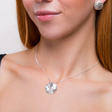 Textured Circle Necklace in Sterling Silver