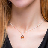 Teardrop Twist Necklace in Silver and Amber