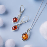 Teardrop Twist Necklace in Silver and Amber