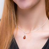 Pear Drop Necklace in Silver and Amber