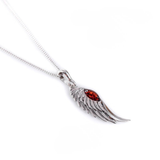 Angel Wing Necklace in Silver and Amber