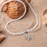 Coral Reef Bead Necklace in Sterling Silver & White Shell