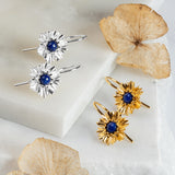 Cornflower Hook Earrings in Silver with 24ct Gold and Lapis Lazuli