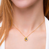 Cornflower Necklace in Silver with 24ct Gold and Lapis Lazuli