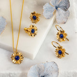 Cornflower Necklace in Silver with 24ct Gold and Lapis Lazuli