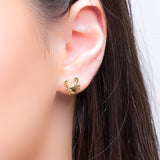 Crab Stud Earrings in Silver with 24ct Gold