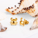 Crab Stud Earrings in Silver with 24ct Gold