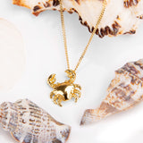 Cute Crab Necklace in Silver with 24ct Gold