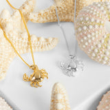 Cute Crab Necklace in Silver with 24ct Gold
