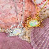 Crab Necklace in Silver & Ethiopian Opal