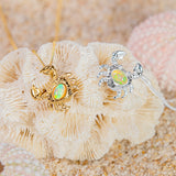 Miniature Crab Necklace in Silver with 24ct Gold and Ethiopian Opal