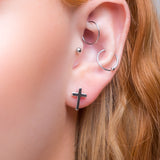 Simple Cross Stud Earrings in Silver