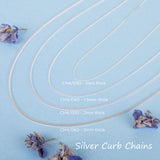 Slim Curb Chain in 925 Sterling Silver - 0.75mm thickness