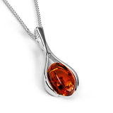 Pear Drop Necklace in Silver and Amber