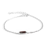 Single Stone Chain Bracelet in Silver & Cherry Amber