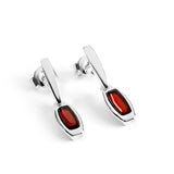 Oblong Drop Earrings in Silver & Cherry Amber