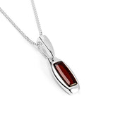 Single Oblong Necklace in Silver & Cherry Amber