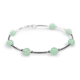 Bead Tube Bracelet in Silver and Aventurine