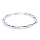 Bead Tube Bracelet in Silver and Blue Lace Agate