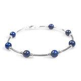Bead Tube Bracelet in Silver and Lapis Lazuli