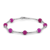 Bead Tube Bangle in Silver and Ruby Quartz