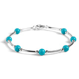Bead Tube Bangle in Silver and Turquoise