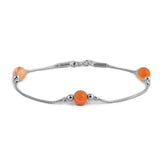 Bead Bracelet in Silver and Orange Botswana Agate