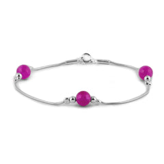 Bead Bracelet in Silver and Ruby Quartz