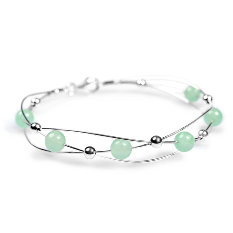 Weaved Bangle in Silver and Aventurine