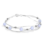 Weaved Bangle in Silver and Blue Lace Agate