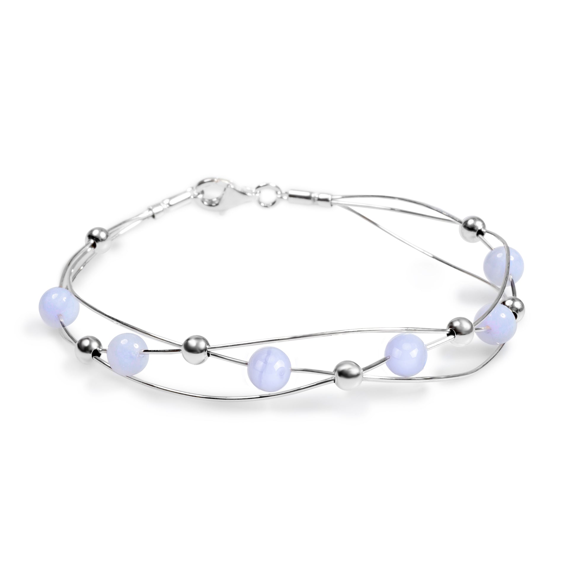 Weaved Bangle Silver Lace Agate