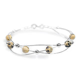 Weaved Bangle in Silver and Dalmatian Jasper