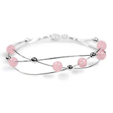 Weaved Bangle in Silver and Rose Quartz