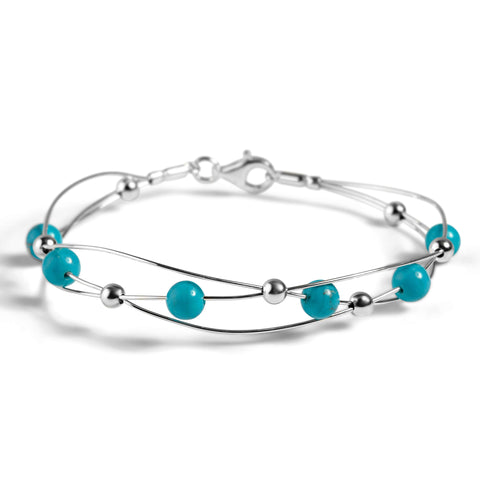 Weaved Bangle in Silver and Turquoise