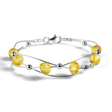 Weaved Bangle in Silver and Yellow Amber